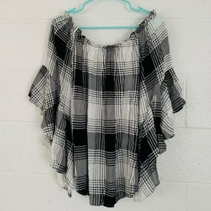 Black and White Plaid Blouse